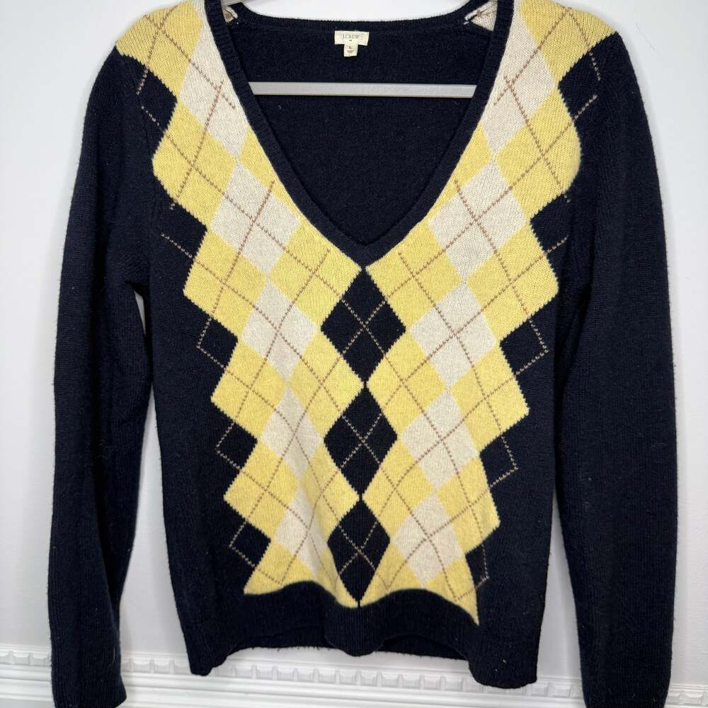 Arygyle Lambswool Sweater Y2K Preppy Womens size Large Prep Academia Vintage